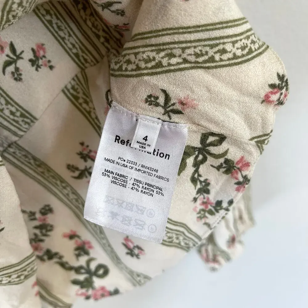 Reformation Cera Floral Pink Green Blouse (4)